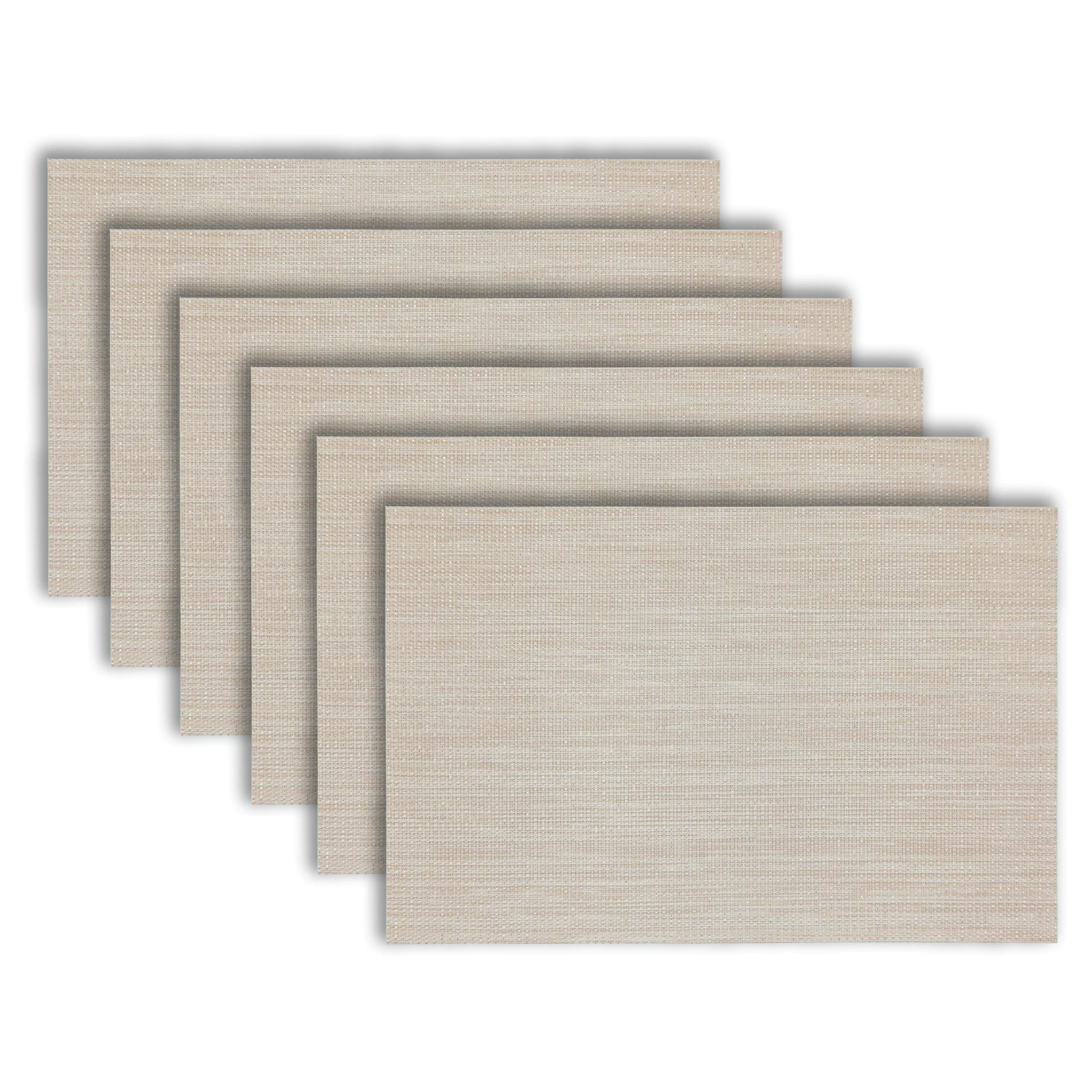 Dainty Home Natural Shimmer Woven Lurex Textilene Crossweave With Embedded Lurex Reversible 13" x 19" Rectangular Placemats