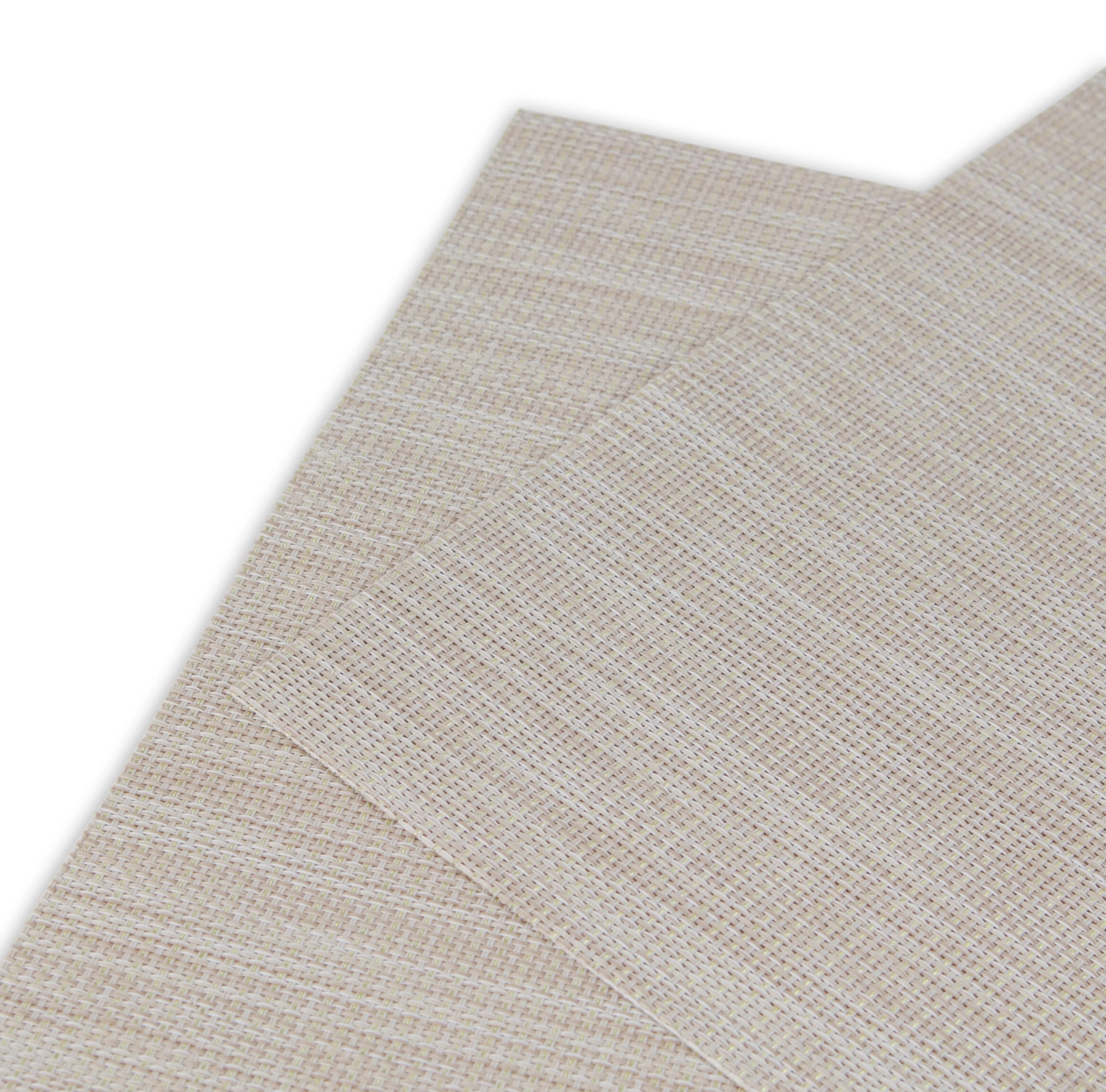 Dainty Home Natural Shimmer Woven Lurex Textilene Crossweave With Embedded Lurex Reversible 13" x 19" Rectangular Placemats