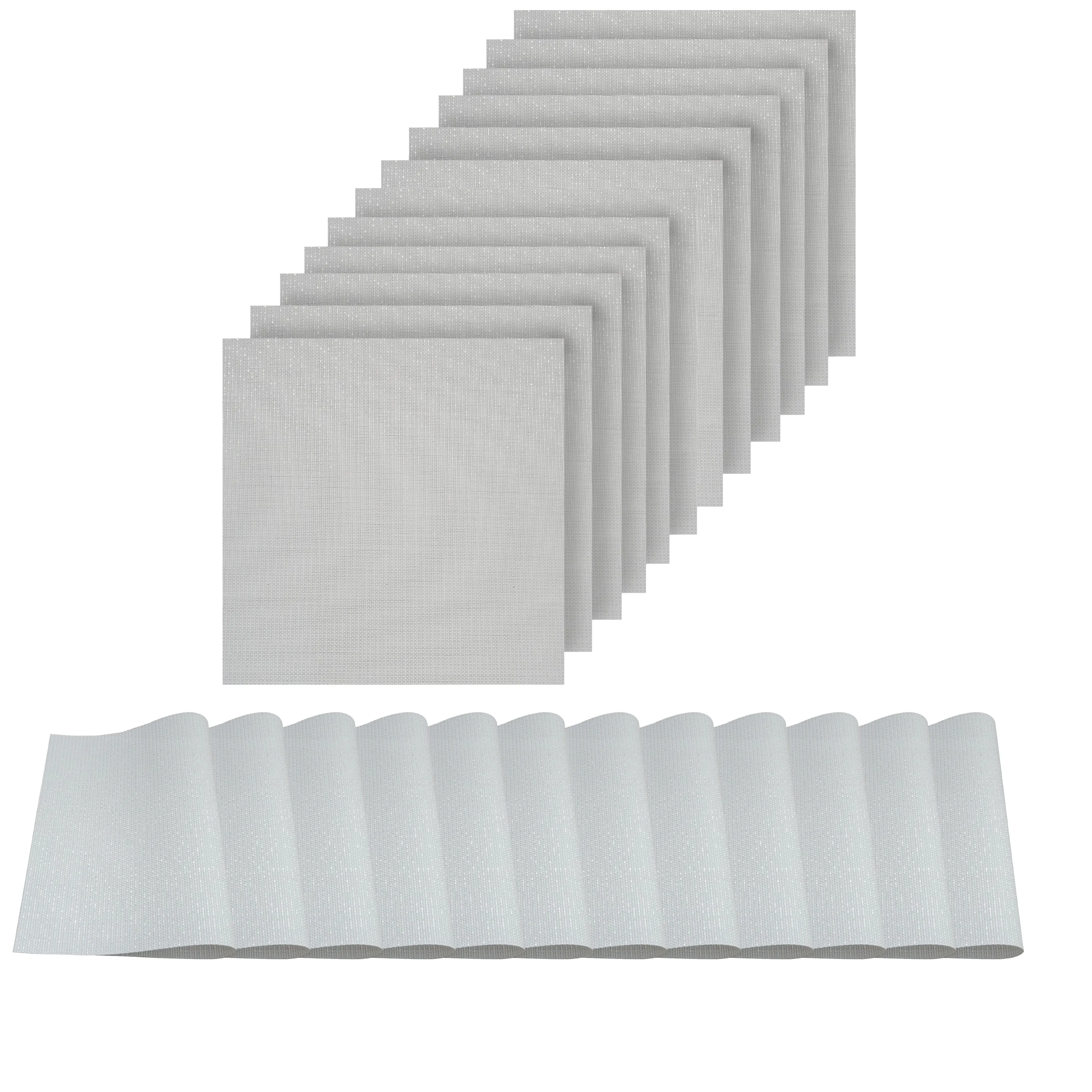 Dainty Home Natural Shimmer Woven Lurex Textilene Crossweave With Embedded Lurex Reversible 15" x 15" Square Placemats