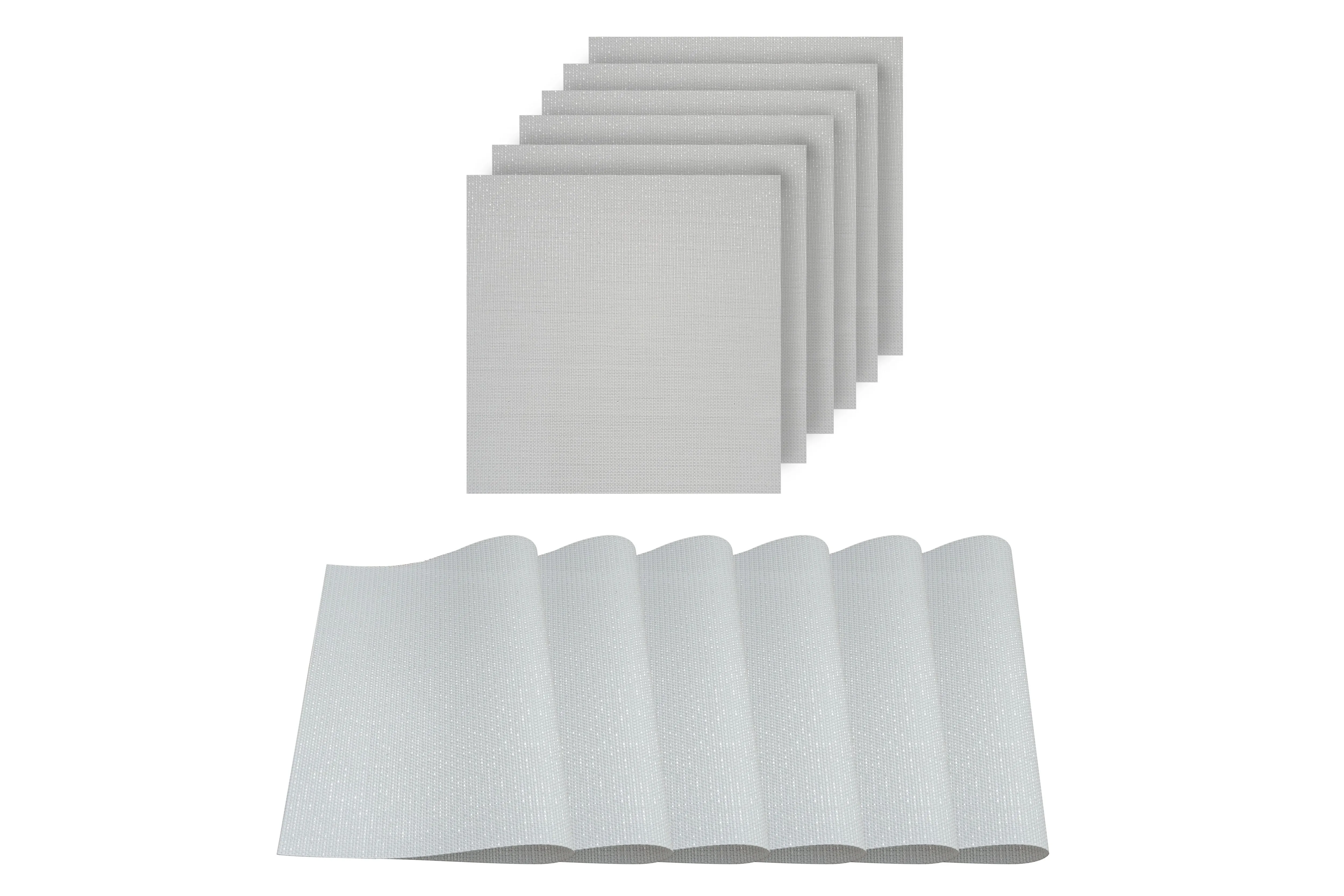 Dainty Home Natural Shimmer Woven Lurex Textilene Crossweave With Embedded Lurex Reversible 15" x 15" Square Placemats