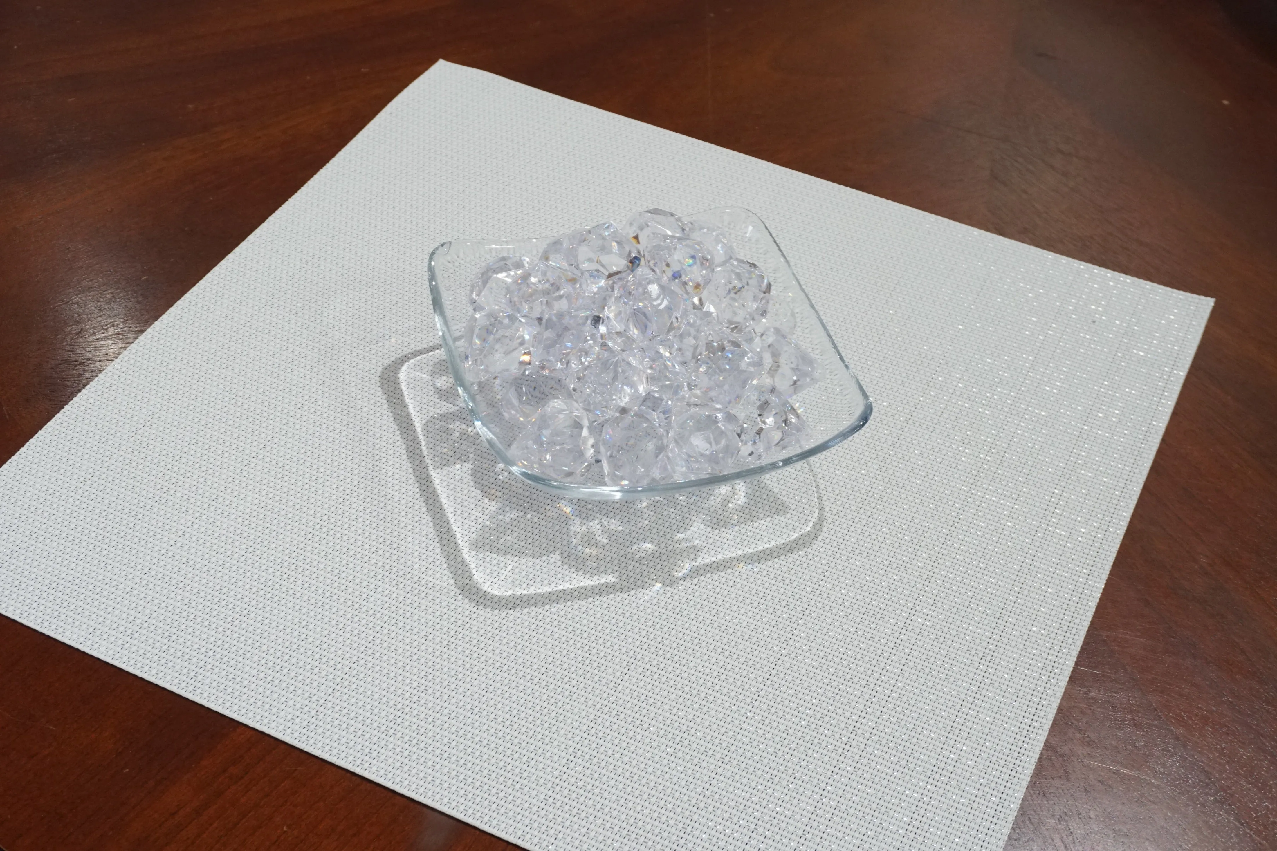 Dainty Home Natural Shimmer Woven Lurex Textilene Crossweave With Embedded Lurex Reversible 15" x 15" Square Placemats