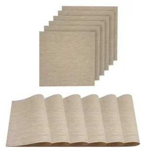 Dainty Home Natural Shimmer Woven Lurex Textilene Crossweave With Embedded Lurex Reversible 15" x 15" Square Placemats