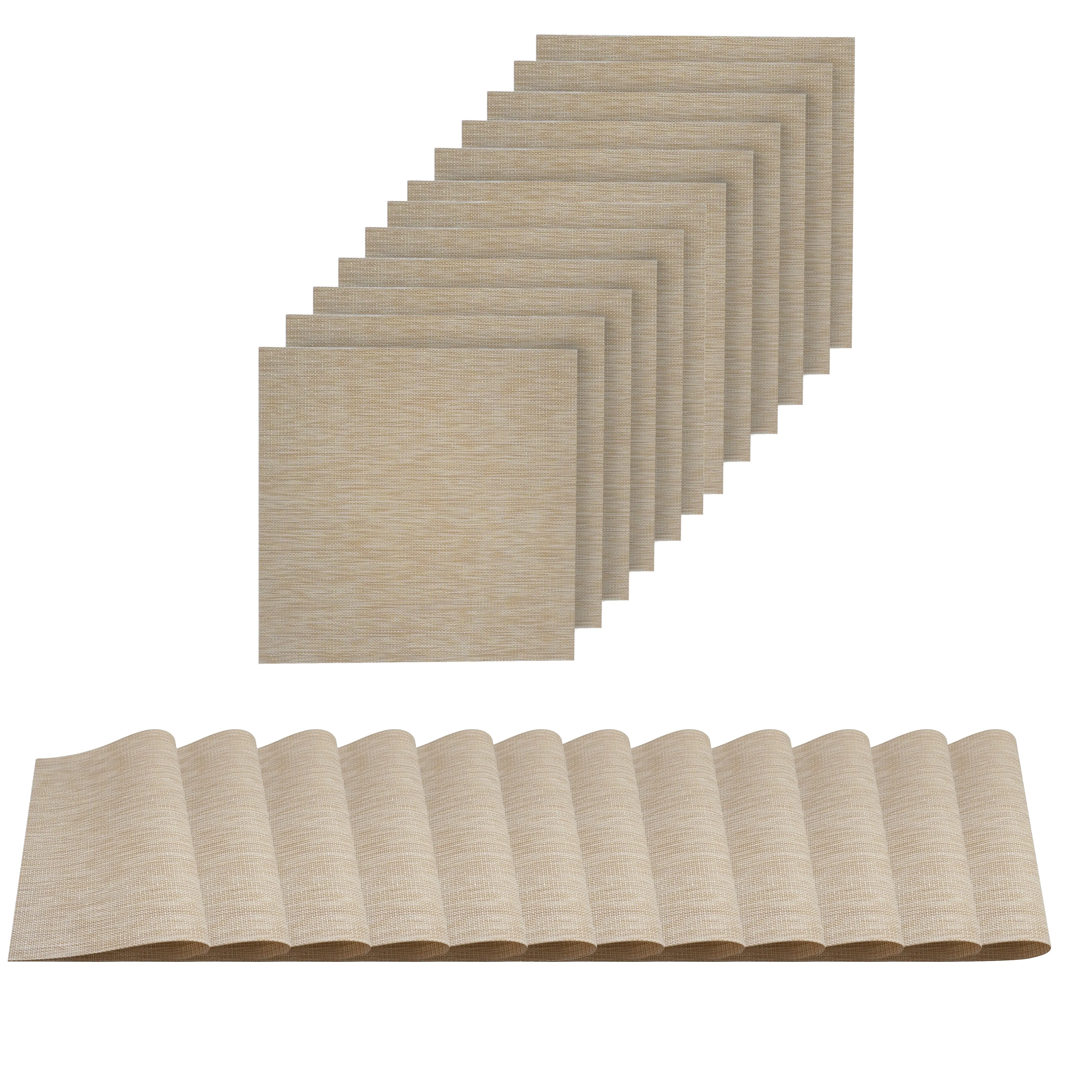 Dainty Home Natural Shimmer Woven Lurex Textilene Crossweave With Embedded Lurex Reversible 15" x 15" Square Placemats