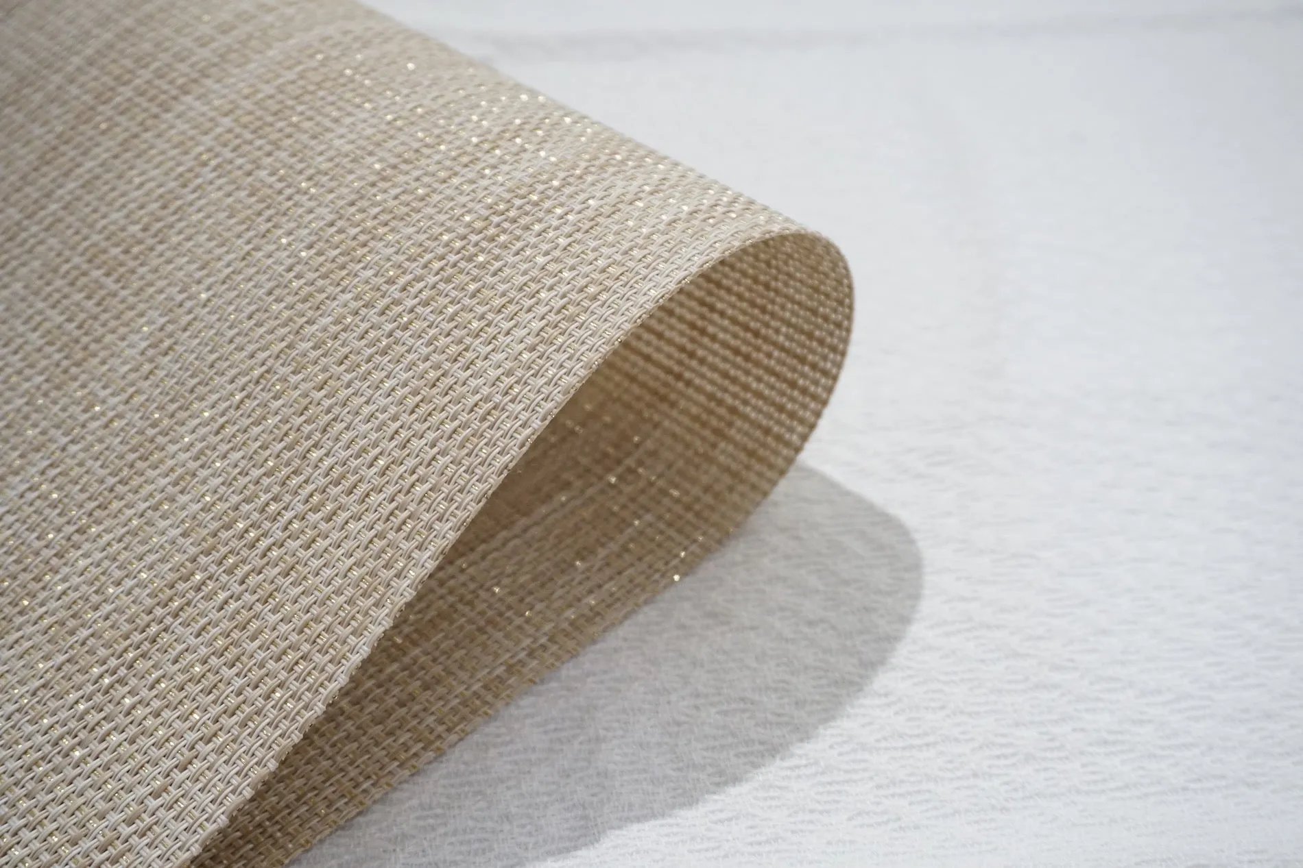 Dainty Home Natural Shimmer Woven Lurex Textilene Crossweave With Embedded Lurex Reversible 15" x 15" Square Placemats