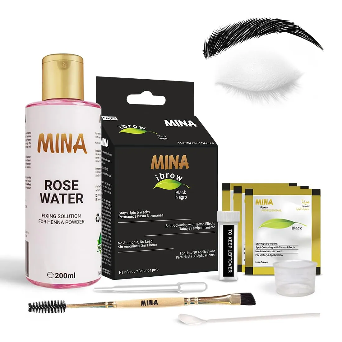Dark Brown Powder | Natural Spot Coloring Brow Tinting Kit with Brush | Water & Smudge Proof, Instant Brow Dye, 100% Gray Coverage