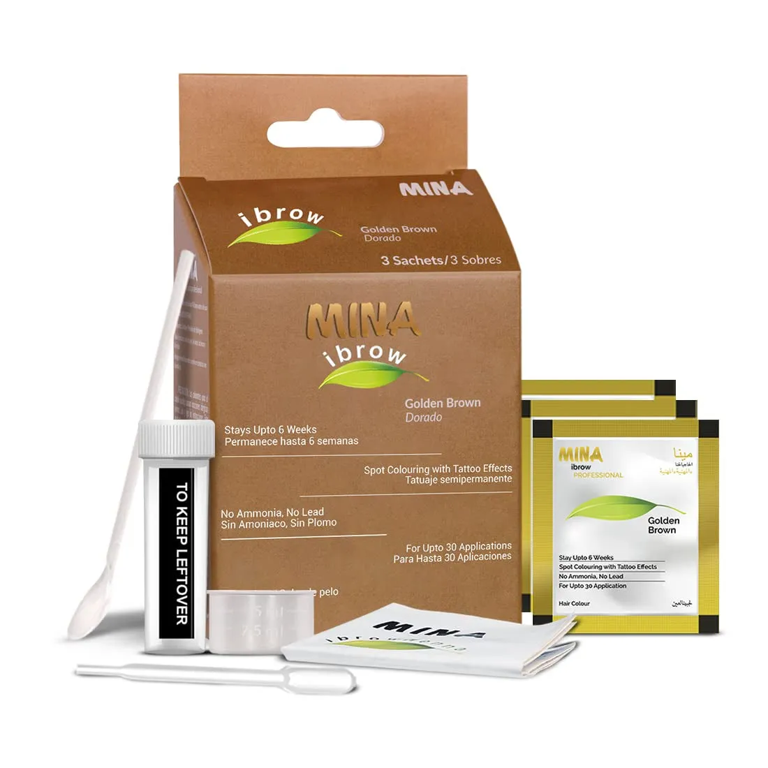 Dark Brown Powder | Natural Spot Coloring Brow Tinting Kit with Brush | Water & Smudge Proof, Instant Brow Dye, 100% Gray Coverage