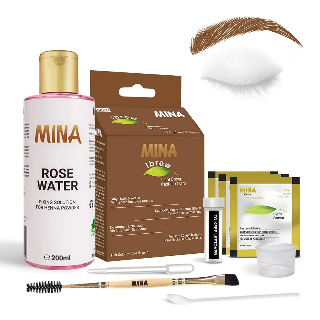 Dark Brown Powder | Natural Spot Coloring Brow Tinting Kit with Brush | Water & Smudge Proof, Instant Brow Dye, 100% Gray Coverage