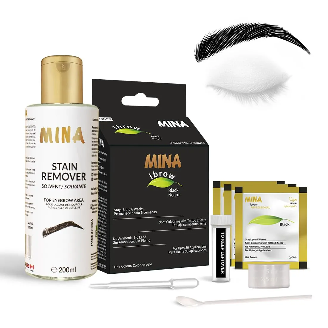 Dark Brown Powder | Natural Spot Coloring Brow Tinting Kit with Brush | Water & Smudge Proof, Instant Brow Dye, 100% Gray Coverage