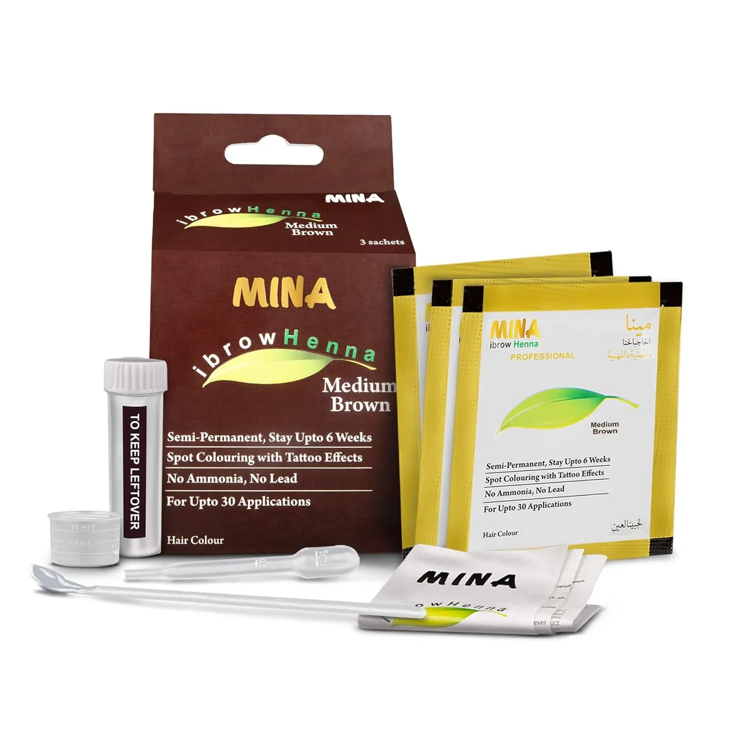 Dark Brown Powder | Natural Spot Coloring Brow Tinting Kit with Brush | Water & Smudge Proof, Instant Brow Dye, 100% Gray Coverage