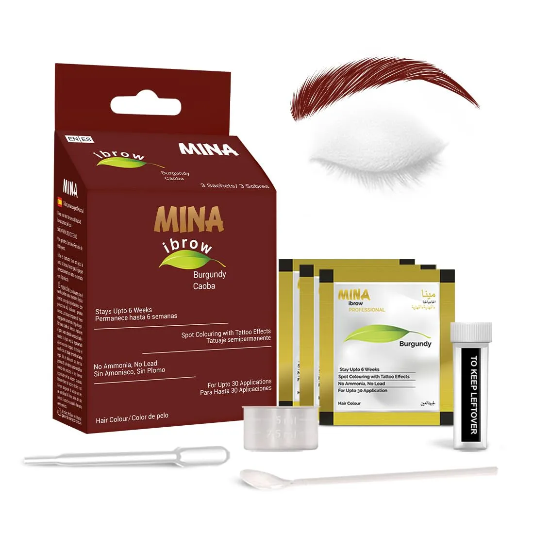 Dark Brown Powder | Natural Spot Coloring Brow Tinting Kit with Brush | Water & Smudge Proof, Instant Brow Dye, 100% Gray Coverage