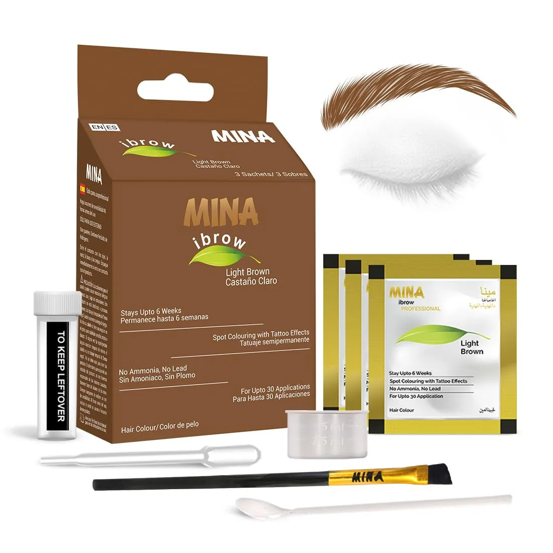 Dark Brown Powder | Natural Spot Coloring Brow Tinting Kit with Brush | Water & Smudge Proof, Instant Brow Dye, 100% Gray Coverage