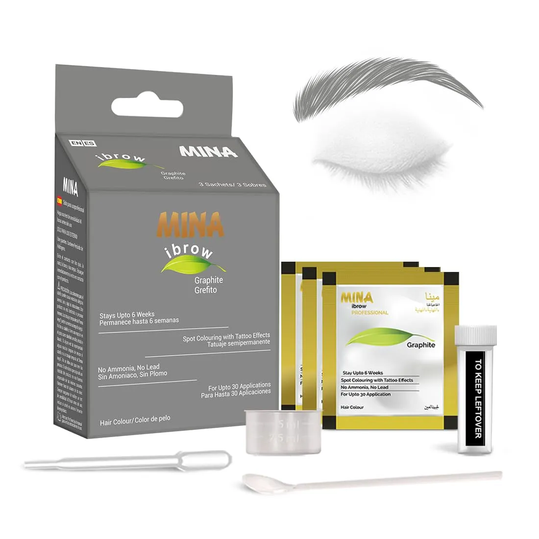Dark Brown Powder | Natural Spot Coloring Brow Tinting Kit with Brush | Water & Smudge Proof, Instant Brow Dye, 100% Gray Coverage