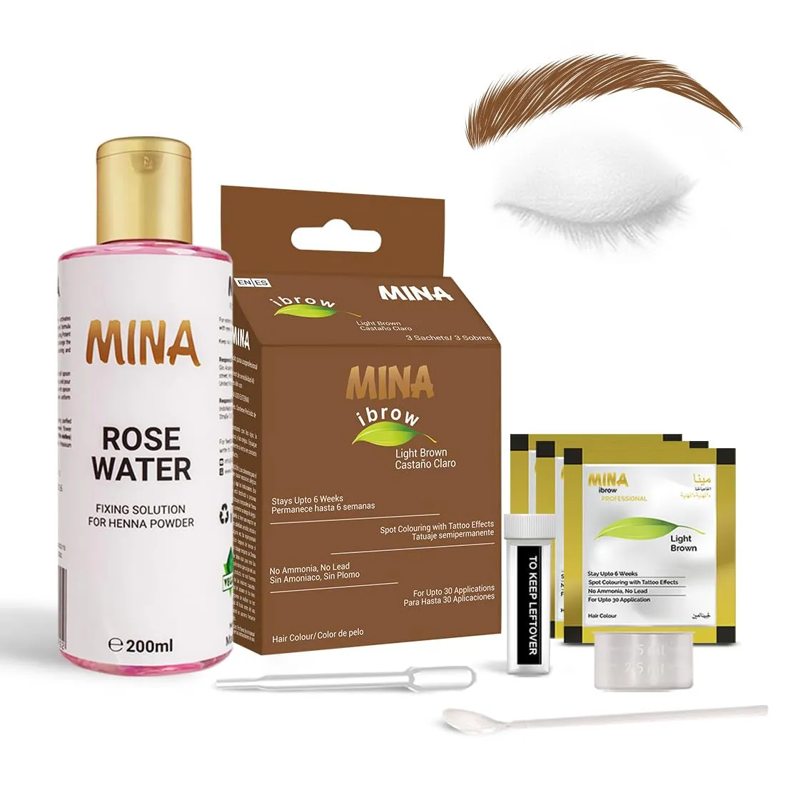 Dark Brown Powder | Natural Spot Coloring Brow Tinting Kit with Brush | Water & Smudge Proof, Instant Brow Dye, 100% Gray Coverage