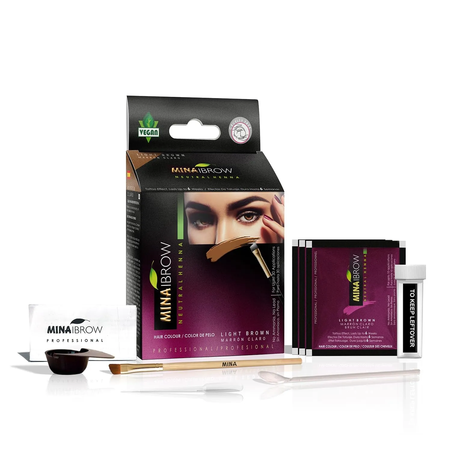 Dark Brown Powder | Natural Spot Coloring Brow Tinting Kit with Brush | Water & Smudge Proof, Instant Brow Dye, 100% Gray Coverage