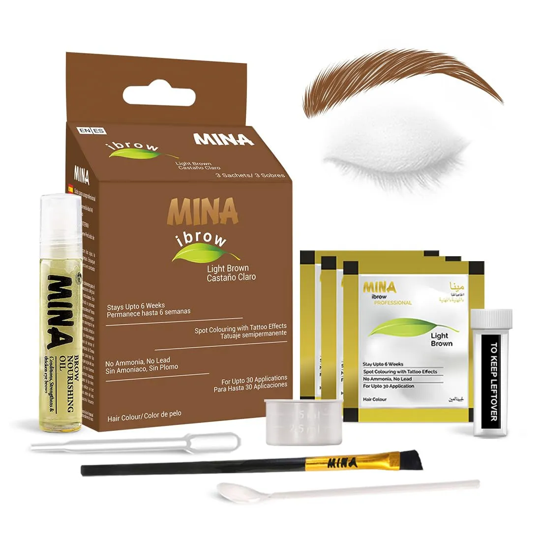 Dark Brown Powder | Natural Spot Coloring Brow Tinting Kit with Brush | Water & Smudge Proof, Instant Brow Dye, 100% Gray Coverage