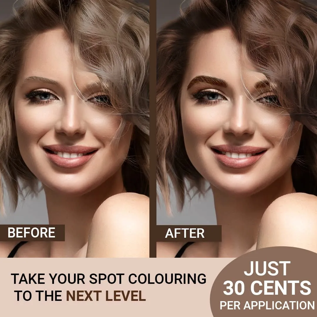 Dark Brown Powder | Natural Spot Coloring Brow Tinting Kit with Brush | Water & Smudge Proof, Instant Brow Dye, 100% Gray Coverage