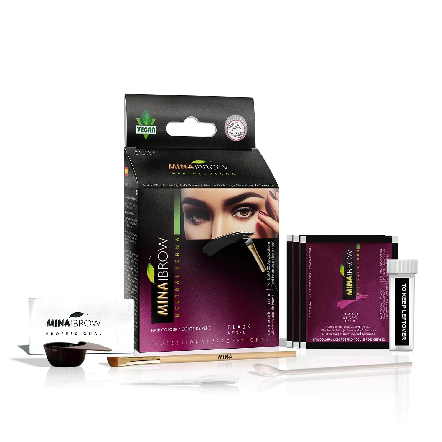 Dark Brown Powder | Natural Spot Coloring Brow Tinting Kit with Brush | Water & Smudge Proof, Instant Brow Dye, 100% Gray Coverage