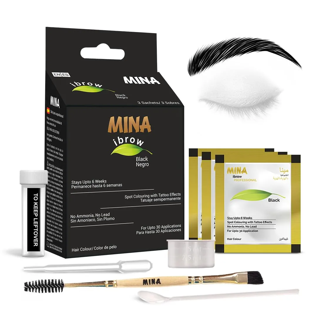 Dark Brown Powder | Natural Spot Coloring Brow Tinting Kit with Brush | Water & Smudge Proof, Instant Brow Dye, 100% Gray Coverage