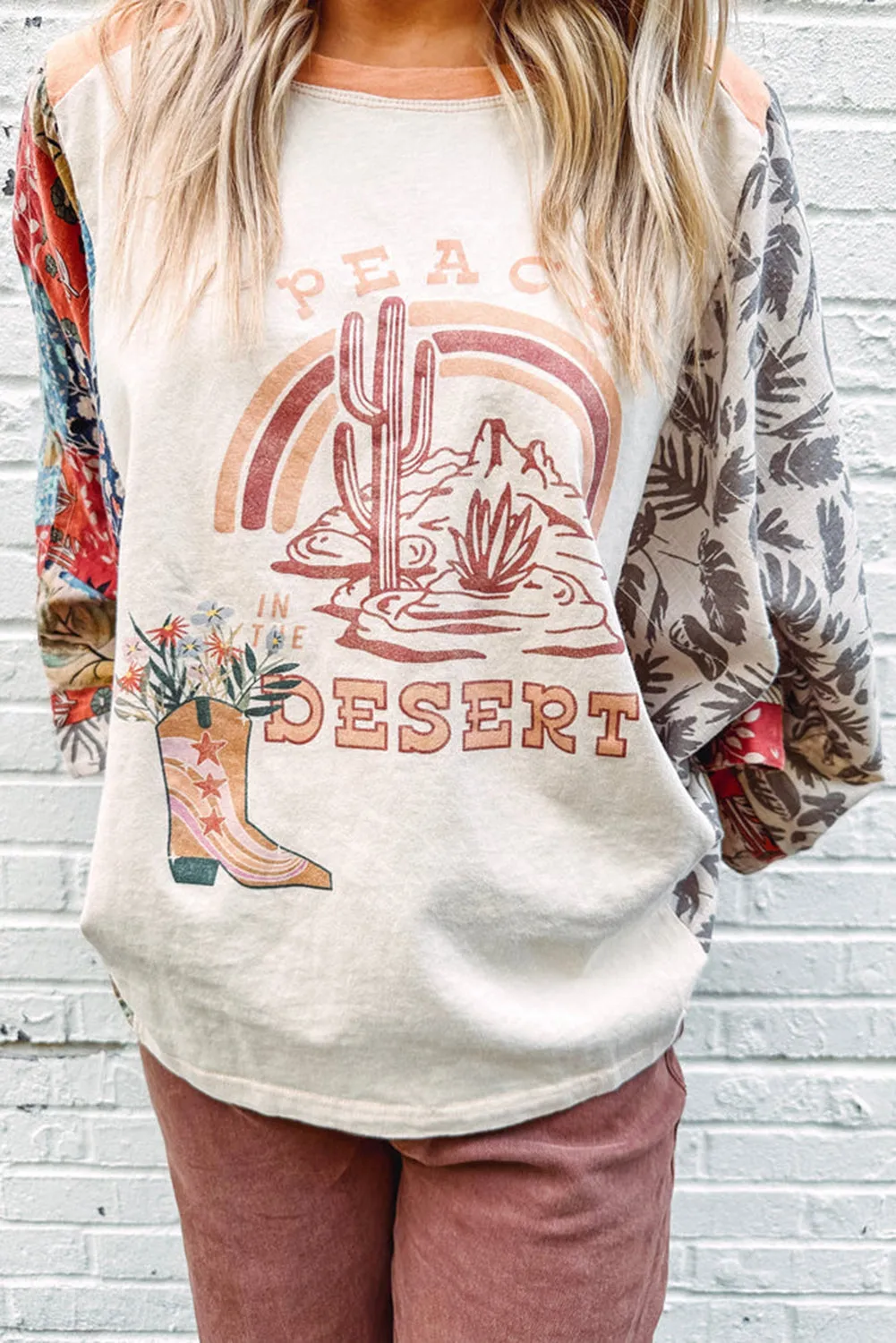 Desert Spirit Patchwork Sleeve Top