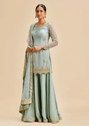 Dusty blue sharara set