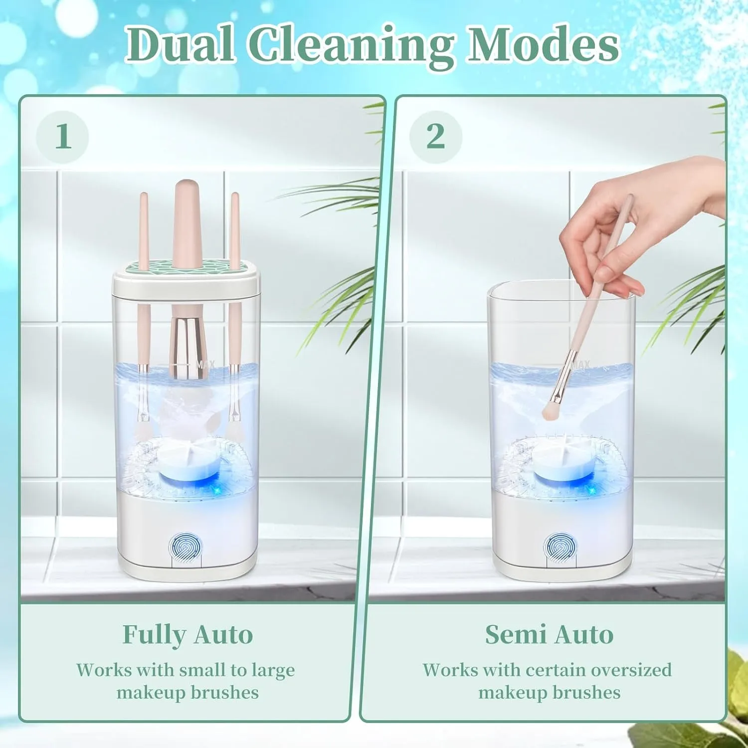 Electric Makeup Brush Cleaner Machine, Ultimate Efficient Automatic Cleaner for All Types of Makeup Brushes- Transparent