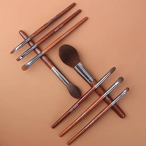 ENZO KEN Walnut Makeup Brushes Set Professional, Natural Pony Hair Makeup Brush Set with Case, Cosmetic Brushes Makeup Set, Natural Bristle Makeup Brushes, Natural Hair Make up Brush Set Professional.