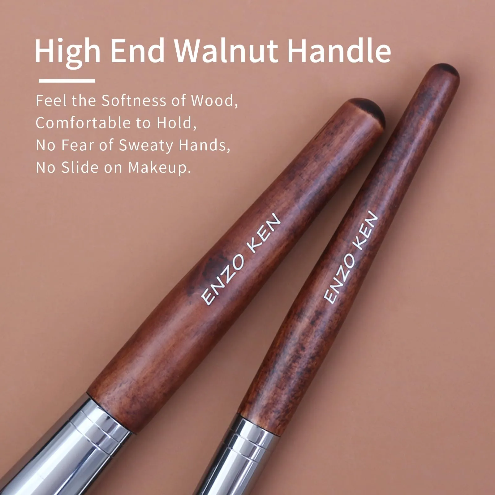 ENZO KEN Walnut Makeup Brushes Set Professional, Natural Pony Hair Makeup Brush Set with Case, Cosmetic Brushes Makeup Set, Natural Bristle Makeup Brushes, Natural Hair Make up Brush Set Professional.
