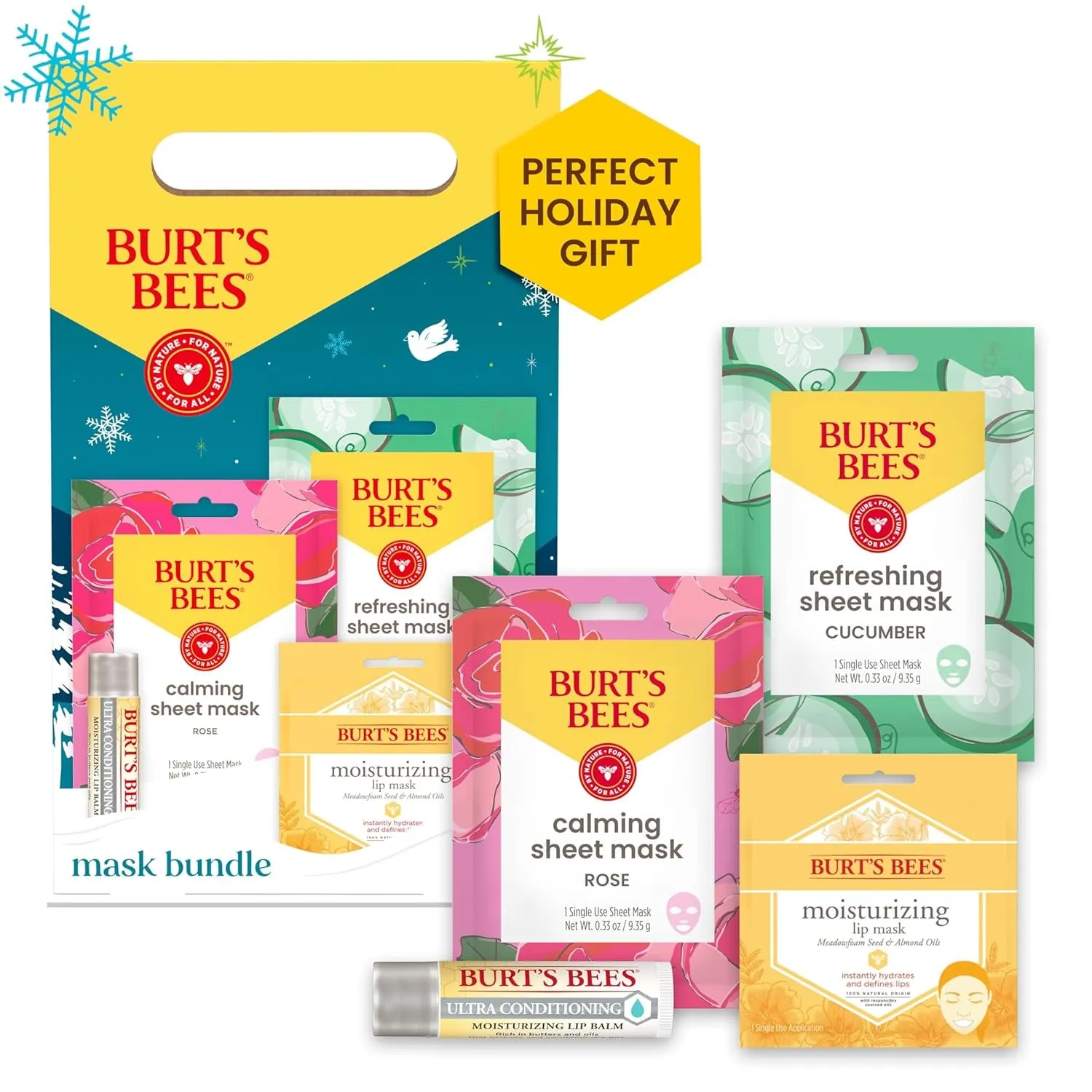 Essential Everyday Beauty Valentines Day Gifts Set, 5 Travel Size Products - Deep Cleansing Cream, Hand Salve, Body Lotion, Foot Cream and Lip Balm