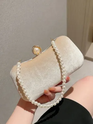 Evening clutch bag for women small party bag to match with dress hand-held pearl bag