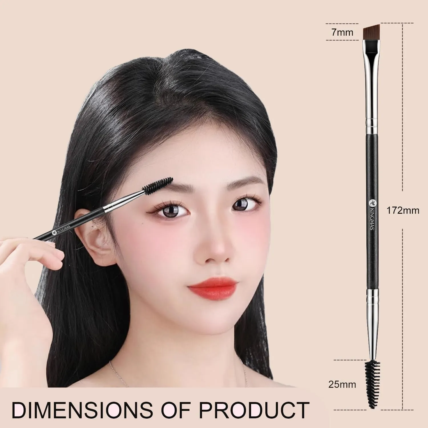 Eyebrow Brush, Professional Dual Angled Eye Brow Brush and Spoolie Brush Eyelash Comb Eyebrow Tool (Black)