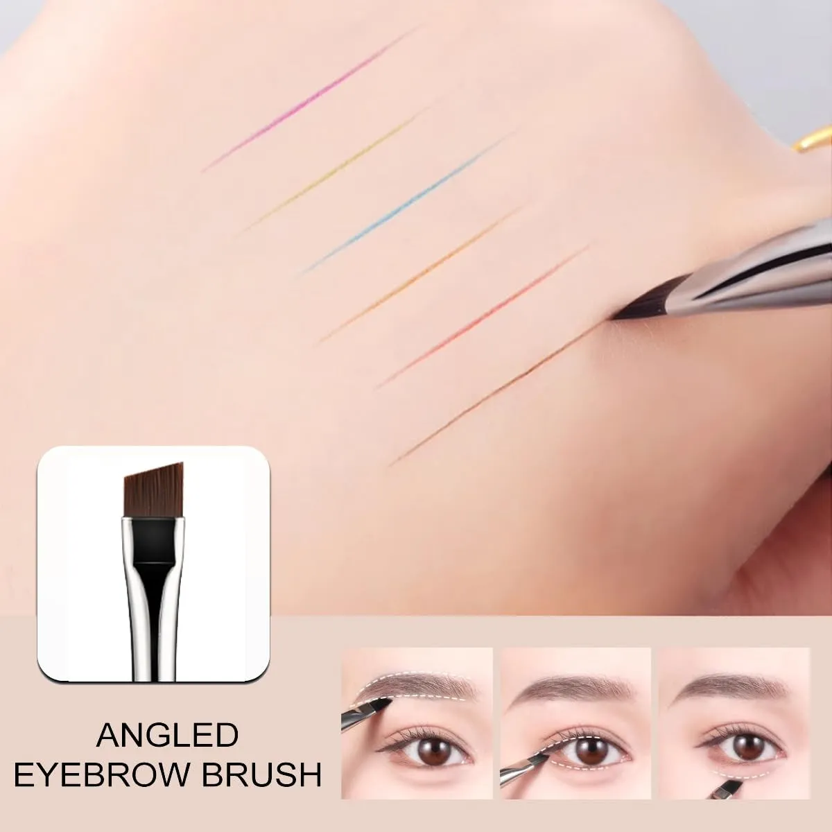 Eyebrow Brush, Professional Dual Angled Eye Brow Brush and Spoolie Brush Eyelash Comb Eyebrow Tool (Black)