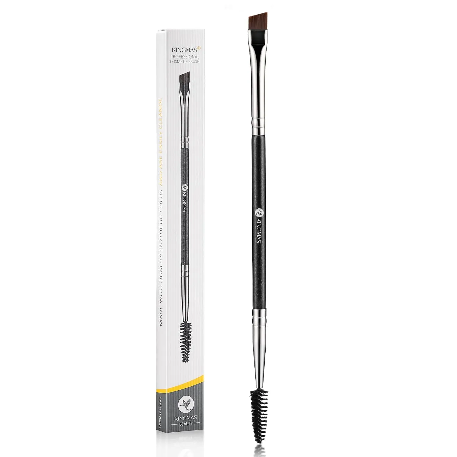 Eyebrow Brush, Professional Dual Angled Eye Brow Brush and Spoolie Brush Eyelash Comb Eyebrow Tool (Black)