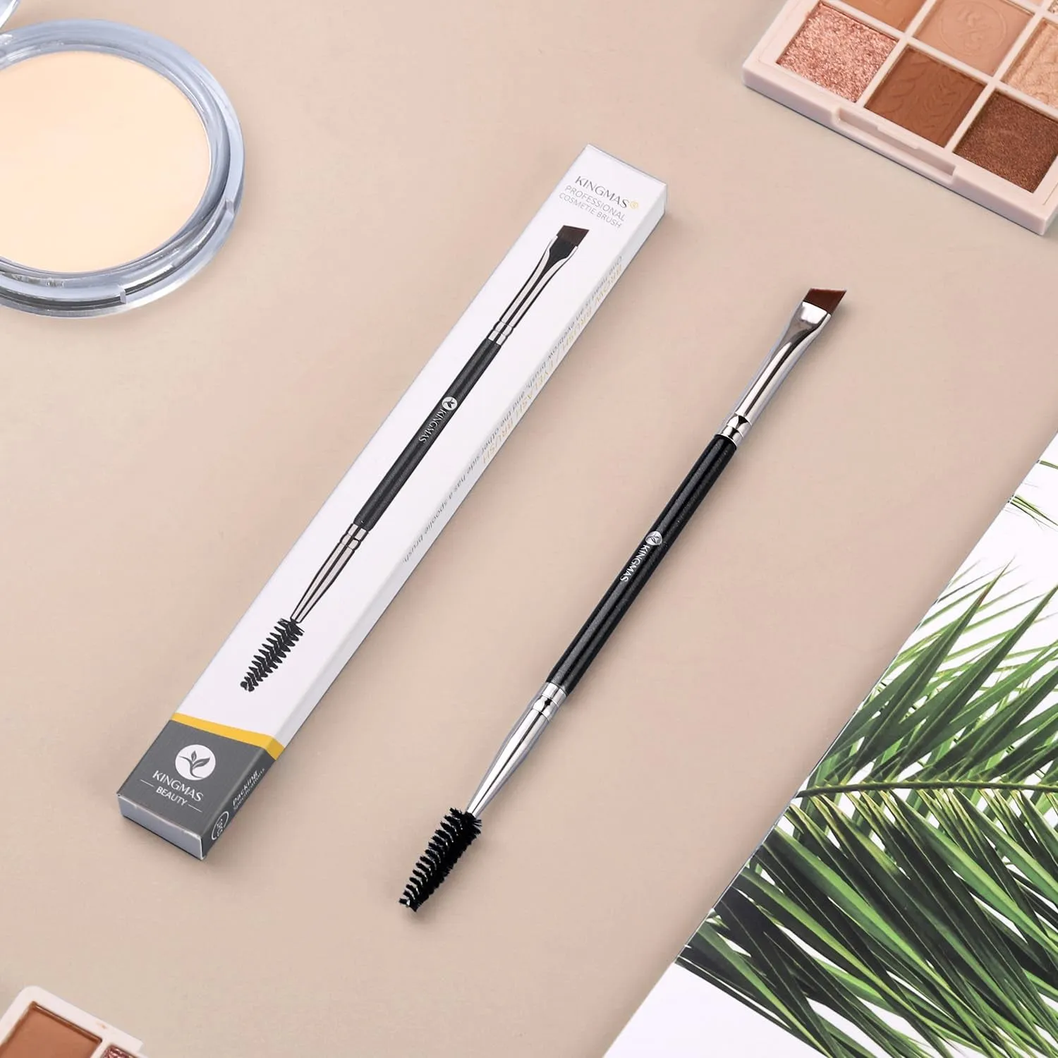 Eyebrow Brush, Professional Dual Angled Eye Brow Brush and Spoolie Brush Eyelash Comb Eyebrow Tool (Black)
