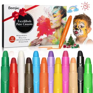 Face Painting Kits for Kids,12 Color Water Based Face Paint Kit, Washable Kids Body Paint for Makeup, for Birthday, Halloween, Thanksgiving Day, Cosplay Makeup, Gifts for Kids/Children