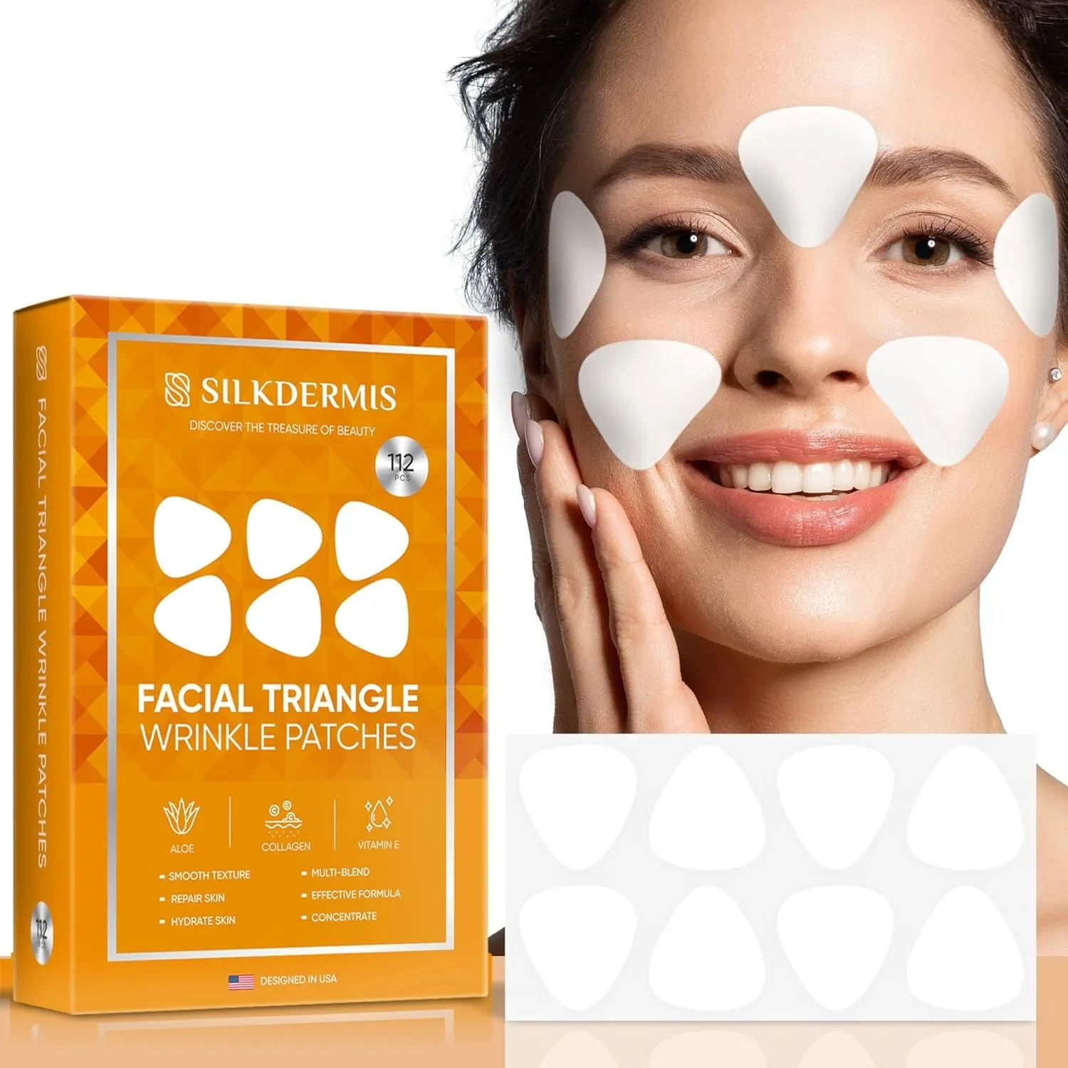 Forehead Wrinkle Patches 12Pcs with Smile Line Patches 24Pcs with Aloe, Collagen, Vitamin E, Forehead Wrinkles Treatment and Smile Lines Treatment