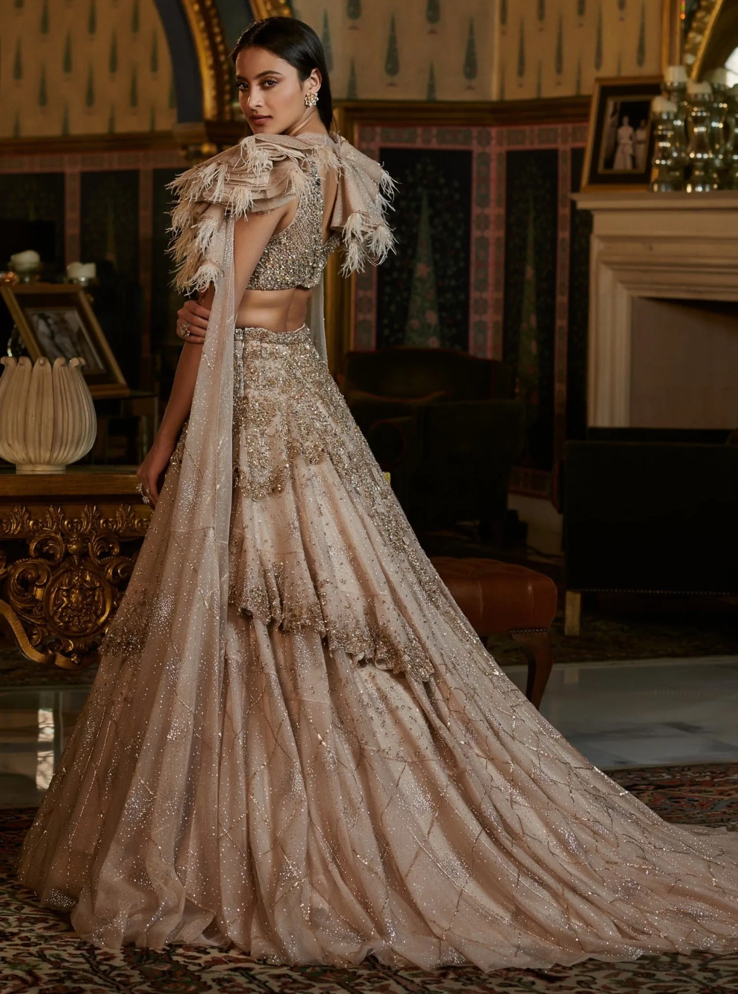 Gold Elvera Lehenga Cape Set