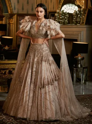 Gold Elvera Lehenga Cape Set