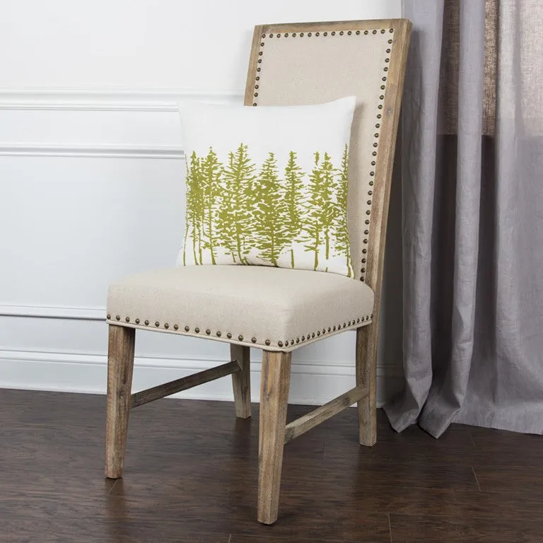 Green Ivory Grove of Trees Down Throw Pillow