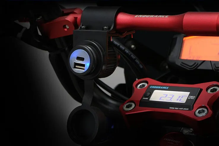 Handlebar Mounted 36W PD USB-C   QC 3.0 (Plastic)