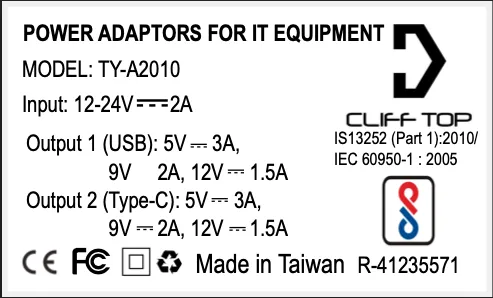 Handlebar Mounted 36W PD USB-C   QC 3.0 (Plastic)