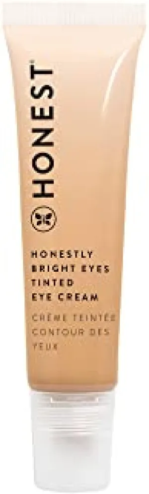 Honest Beauty Honestly Bright Eyes Tinted Eye Cream, Sandstone with Hyaluronic Acid   Squalene| EWG Certified   Dermatologist Tested & Vegan   Cruelty Free | 0.5 fl. oz.