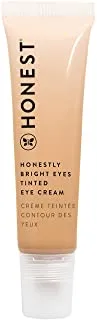 Honest Beauty Honestly Bright Eyes Tinted Eye Cream, Sandstone with Hyaluronic Acid   Squalene| EWG Certified   Dermatologist Tested & Vegan   Cruelty Free | 0.5 fl. oz.
