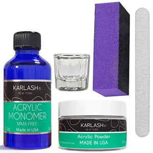 Karlash Professional Polymer Economy Kit Acrylic Powder Crystal Clear 0.5 oz and Acrylic Liquid Monomer 1 oz for Doing Acrylic Nails, MMA free, Ultra Shine and Strong Nails Acrylic Nail