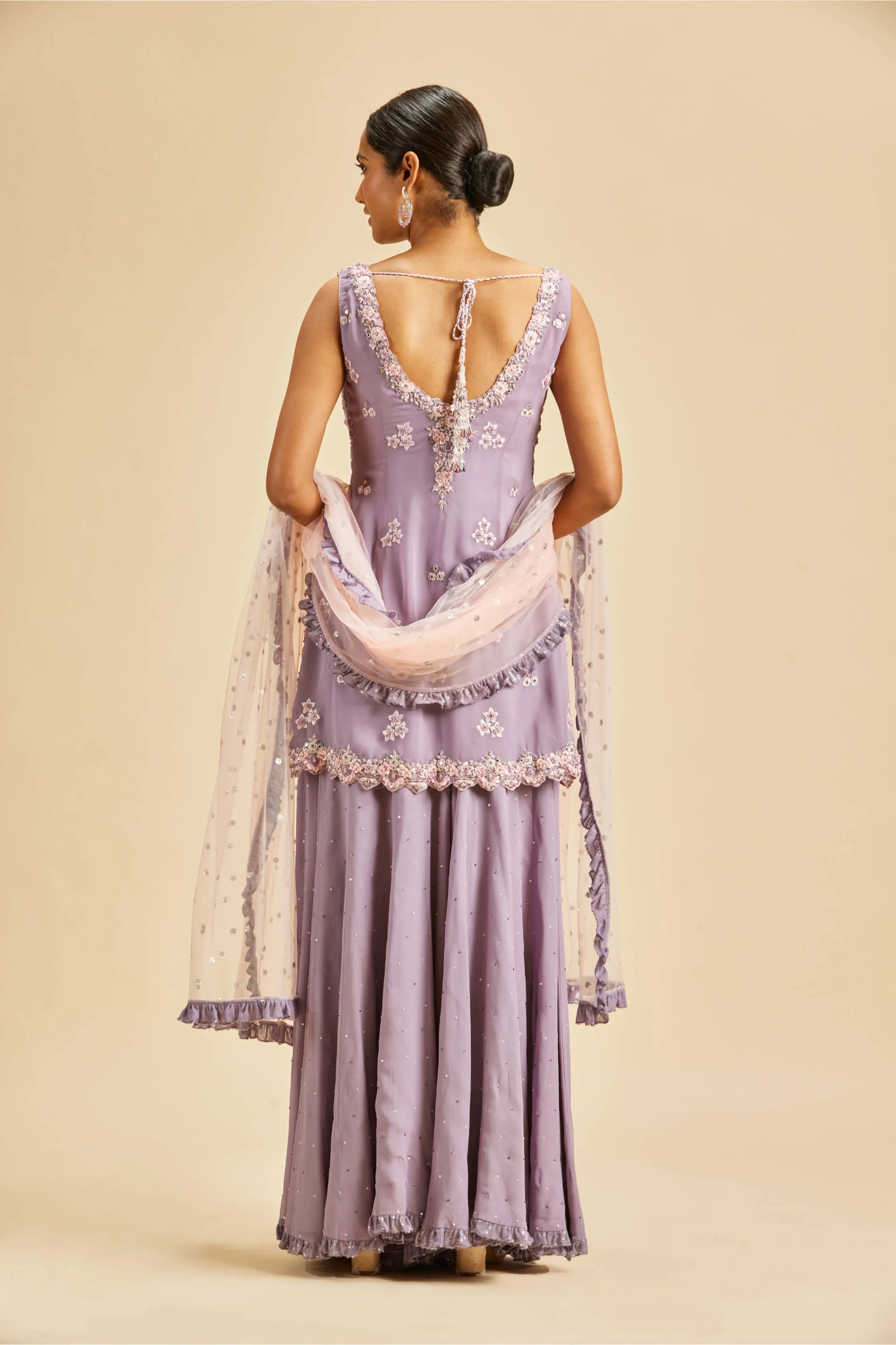 Lilac shimmer sharara set