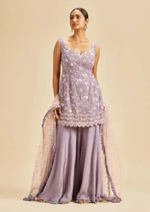 Lilac shimmer sharara set