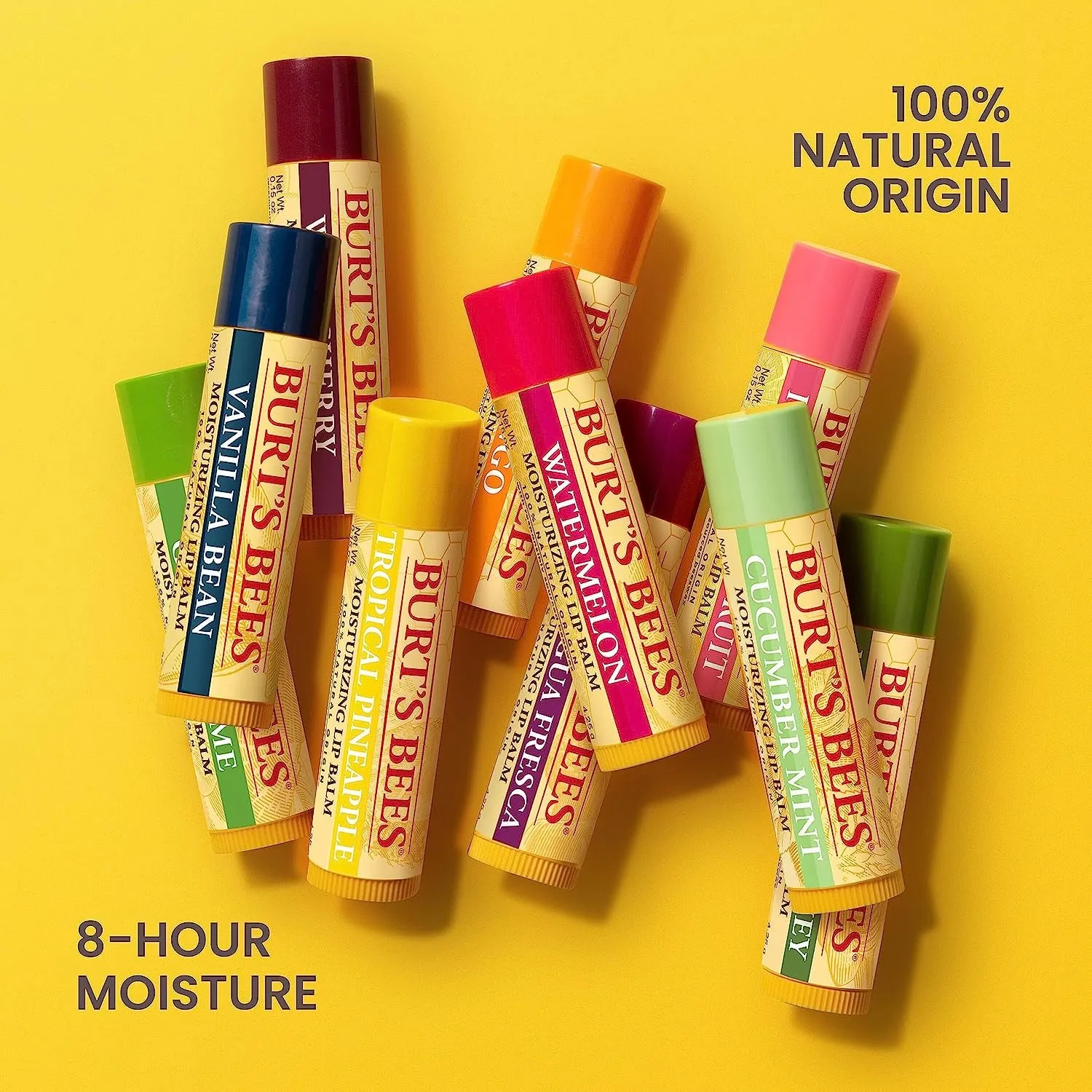 Lip Balm Valentines Day Gifts, Pink Grapefruit, Mango, Coconut and Pear, and Pomegranate Pack, Lip Moisturizer with Responsibly Sourced Beeswax, Tint-Free, Natural Conditioning Lip Treatment, 4 Tubes, 0.15 Oz.