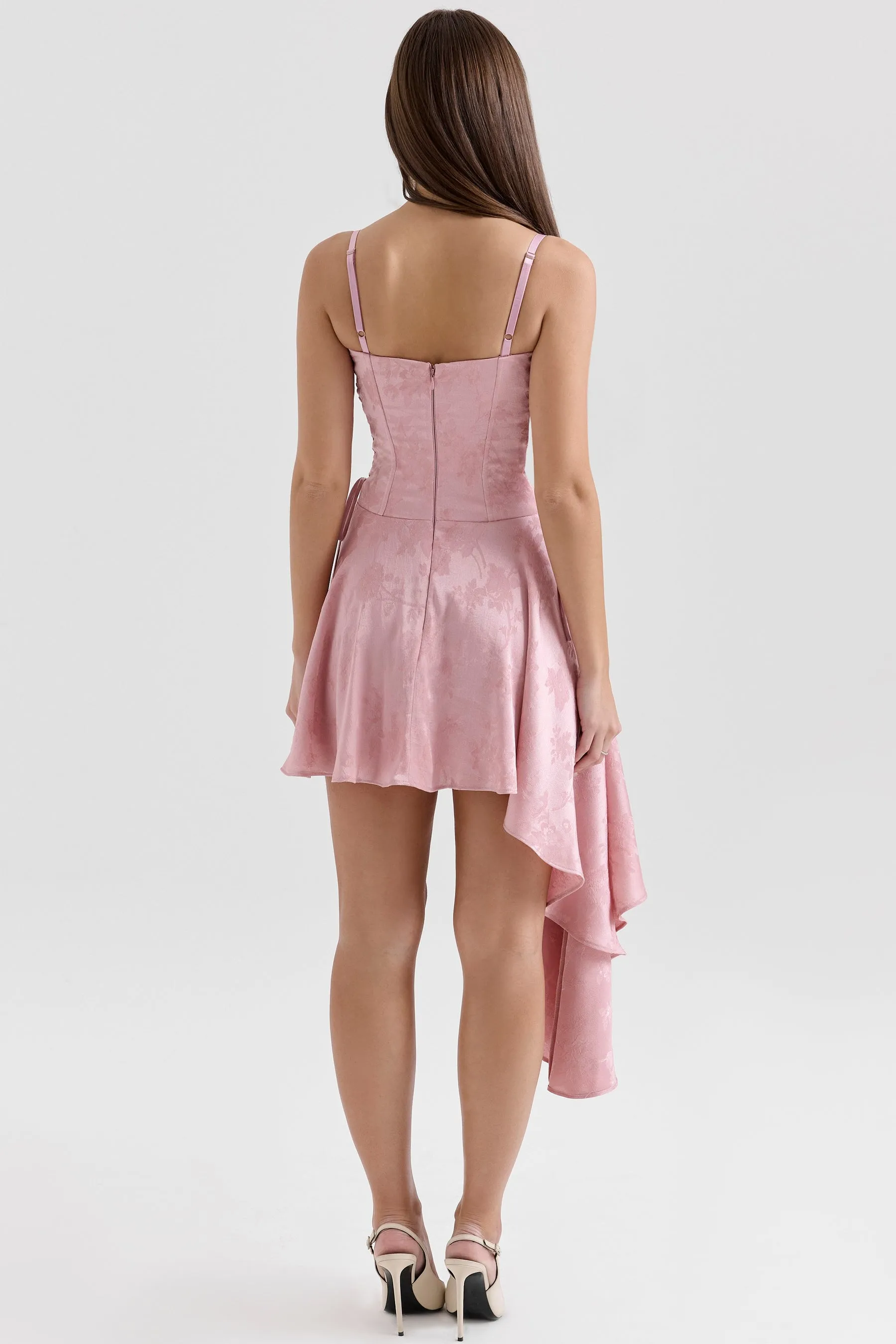 Lola Wine Jacquard Satin Draped Mini Dress[Pre Order]