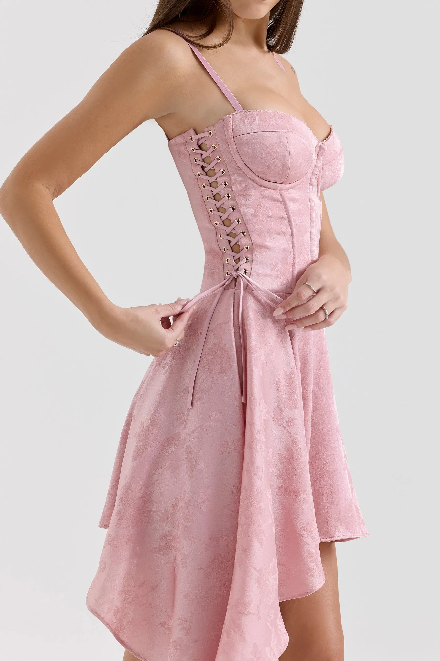 Lola Wine Jacquard Satin Draped Mini Dress[Pre Order]