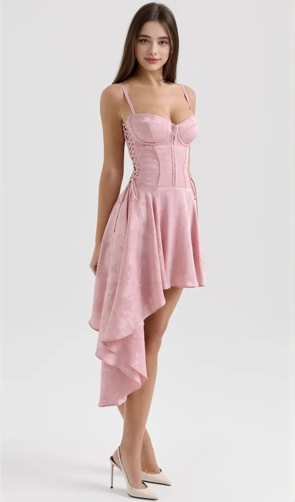 Lola Wine Jacquard Satin Draped Mini Dress[Pre Order]