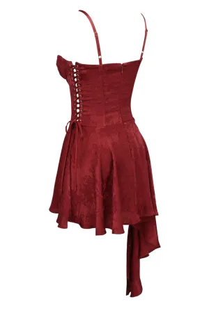 Lola Wine Jacquard Satin Draped Mini Dress[Pre Order]